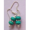 handcrafted by BeJay double blue green TURQUOISE HOWLITE saucer earring
