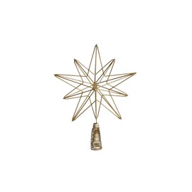 Xmas Star Tree Topper Brass Gold Wire / 16 inch Tree Top Ornament for Christmas Decoration