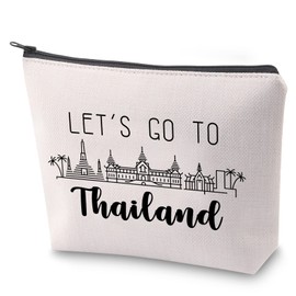 ZJXHPO Thailand Trip Travel Case Thailand Besties Trip Gift Let’s Go to Thailand Lover Makeup Bag with Zipper Thailand Journey Together Gift Thailand Travel Gift (Thailand)