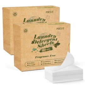 Poesie Laundry Detergent Sheets Fragrance Free 320 Sheets Liquid Free Travel Laundry Soap Non-Plastic Jug Camping Laundry Strips for Home & Outdoor