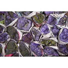 Fantasia Materials: 5 pcs Purple Dyed Quartz Geode Specimens from Morocco