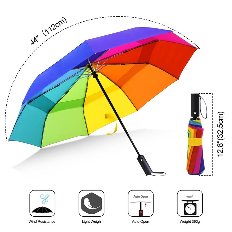 LEAGERA Rainbow Umbrella for Adults - 2 Pack, Smal Travel