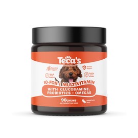 Teca's Workshop 10 for 1 Multivitamins for Dogs with Glucosamine, Probiotics, and Omegas - Helps to Support Skin, Gut Health, & Overall Performance - 90ct (Peanut Butter)