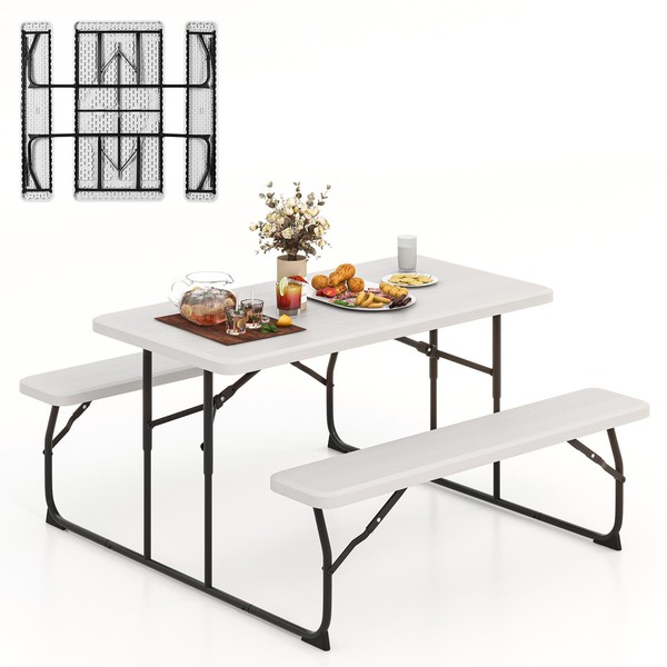 Moccha Folding Picnic Table - Portable Picnic Table with Benches,