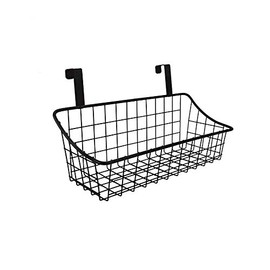 LeleCAT Basket with hook Grid Storage Basket, Hang it behind a door or on a railing, Over the Cabinet Door, Small, BLack,1 Pack