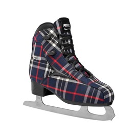 Roces Women's IceGlamour Tartan Durable Comfortable Fashionable Lace-Up Figure Skating Ice Skates with Stainless Steel Blades, Reinforced Synthetic Upper & Anatomic Padding, Blue, 8