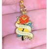 Gold Happy Mother’s Day Red Rose Charm Zipper Pull &