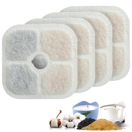 PewinGo Cat Water Fountain Filters,Compatible with 2.5L/84.5oz Fountain,4Pcs Cat Fountain Replacement Filter,Triple Filtration System Filter