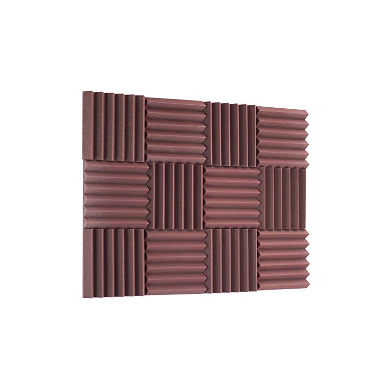 2" Wedge Acoustic Soundproofing Foam Tiles - Burgundy 12 Pack