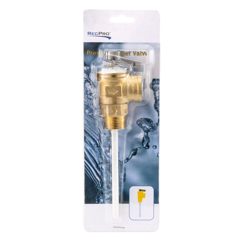 RecPro 1/2" RV Pressure Relief Valve with 4" Epoxy-Coated Probe