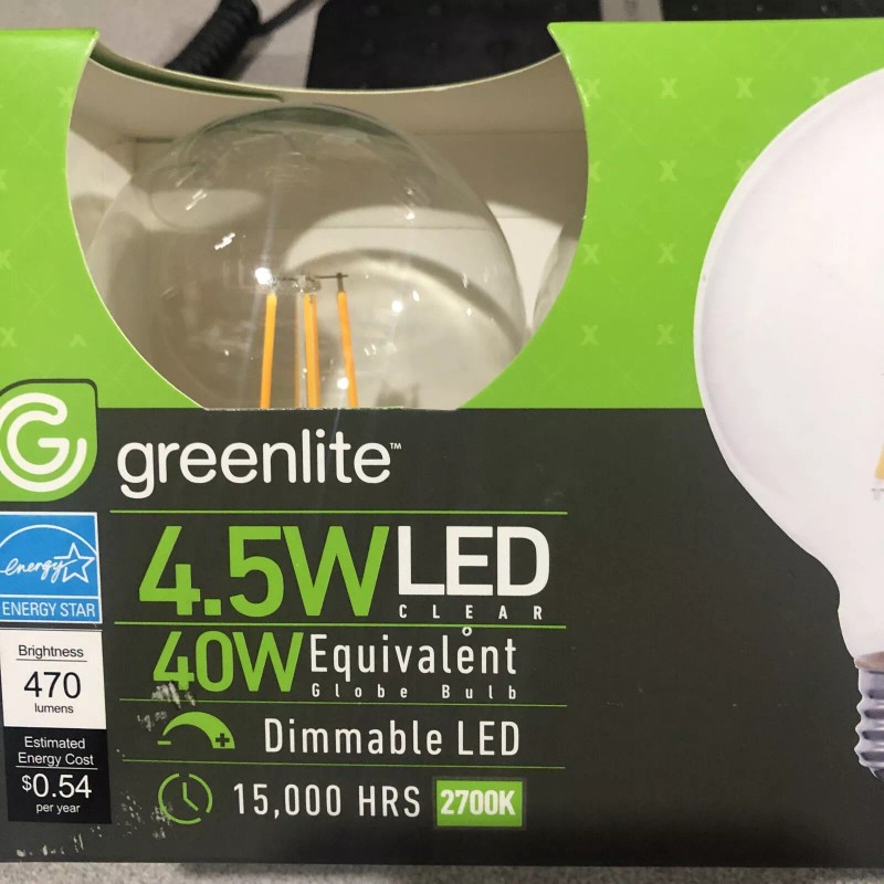 Greenlite 4 Pack LED Deco G25 Light Bulb 40W=4.5W 2700K