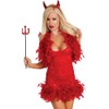 Plus Size Devil Costume Red Sheer Mesh, Boa Feather Trim