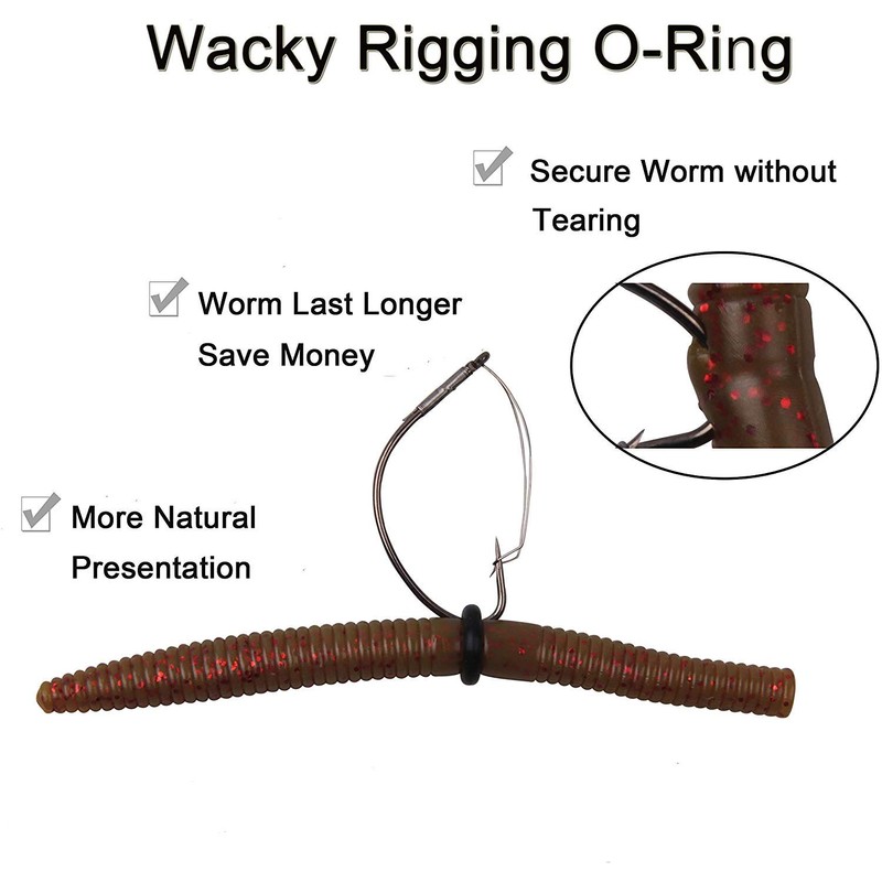 Fishing Wacky Worm Kit Fishing Lure Rig Kit, 163Pcs Wacky