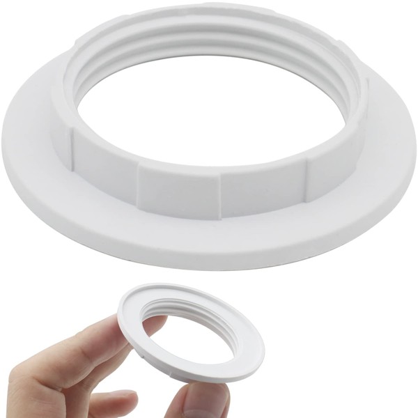 LRMYS E27 Lamp Shades Reducer Washer, Plastic Lamp Ring 210 Centigrade Heat-Resisting Lamp Holder Twist Lampshade Fitting Washer Adapter Ring, White 1 Pack