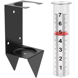 AQKILO Rain Gauge Outdoor with Bracket, 7 Inch Easy-Read Removable Tube, 4 Mounting Options for Fence, Rail, Post, Planter or Ground, Black