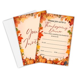 20 Thanksgiving Party Invitations With Envelopes - There Is Always Something To Be Thankful For - Fall Friendsgiving Dinner Fill In Style Invites 4" X 6" Cards Seasonal Parties or Events Supplies -A02