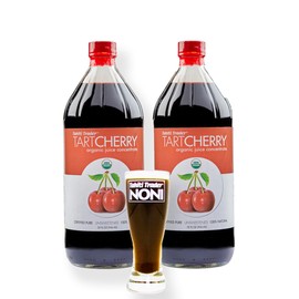 TAHITI TRADER Tart Cherry Juice Concentrate - Ready to Drink Organic Superfood Promoting Immune Support & Overall Health - Pure, Unsweetened Fruit Juice - (32 oz, 2 Pack)