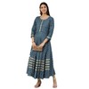 Yash Gallery Rayón Buta Print Anarkali Kurta para mujer, Azul,