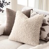 Foindtower 2 Pieces 16x16 Inch Cream Beige, Faux Fur Throw