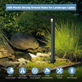Gardencoin ABS Ground Spikes Stakes Replacement with Brass Insert, 1/2" NPT Thread Side Wire Way, Larger Size 9.44'' x 2.95'' for Landscape Path Lighting, Spotlight, Floodlight, 2 Pack