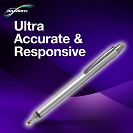 BoxWave Stylus Pen Compatible with Panasonic Toughbook 33 (CF-33) - DualTip Capacitive Stylus, Fiber Tip Disc Tip Capacitive Stylus Pen - Metallic Silver