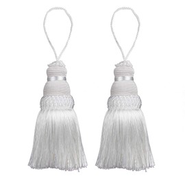 Fenghuangwu Colorful Tassel Key Tassel DIY Accessories for Curtain and Home Decoration (White, 2P)