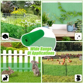 Sumloty Garden Fence Green Plastic Mesh- 16in x 40ft Plastic Chicken Wire Plastic Netting for Floral Arrangements, Poultry, Animal Barrier, Gardening,Rabbit Fence