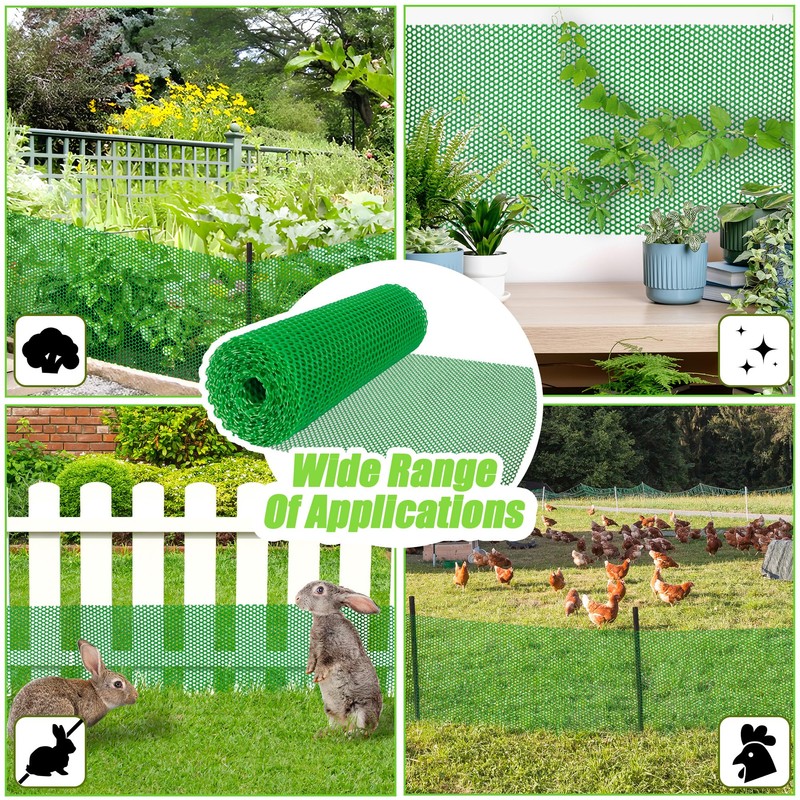 Sumloty Garden Fence Green Plastic Mesh- 16in x 40ft Plastic