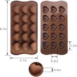 Heart Shaped Silicone Chocolate Mold Vencilazy 15-Cavity Valentine's Day Heart Chocolate Gummy Mould Love Candy Jelly Ice Cube Trays Kitchen Tools (4PCS)