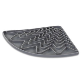 Messy Mutts Silicone Triangle Licking Mat with Suction | Interactive Slow Feeder Mat with Suction Cups for Secure Hold | Lick Mat for Dogs & Cats | Grey