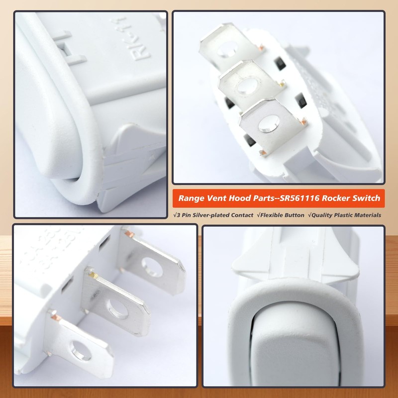 Mhrxusd Pack of 2 SR561116 Range Hood Switch 3 Pin