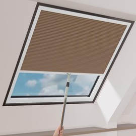 MYshade Cordless Skylight Shades 100% Blackout Cellular Honeycomb Blinds for Roof Inclined Plane & Room Windows - Custom Size Light Filtering Room Darkening Shades, Easy Installation (Brownish red)