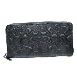 Coach CE551 Embossed Signature Black Leather Long Accordion Zip Wallet NWT $250
