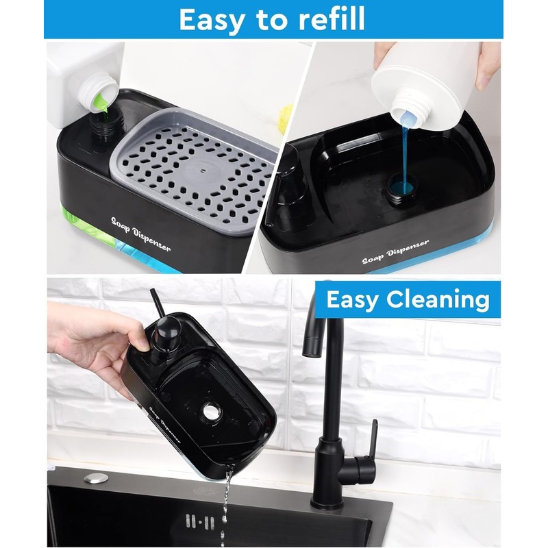 LINZOM Hand and Dish Soap Dispenser Set for Kitchen Dual