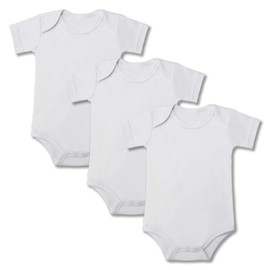 BINIDUCKLING Baby Girls' Bodysuit 3-Pack Short Sleeve Plain, White