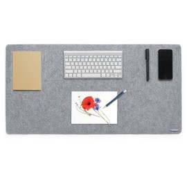 Lucky Sign - Desk Mat Felt Desk Mat Non-Slip Felt Pad Desk Table Mat Soft Felt Mat Desk Mat for Office and Home - 40 x 80 cm Grey