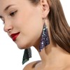 Suyi Trendy Women Earrings Metal Mesh Grid Sequins Tassel Long