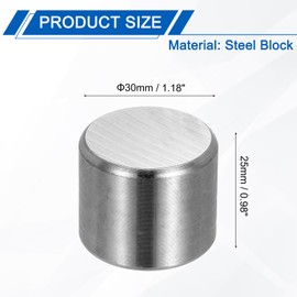 PATIKIL 30x25mm Steel Bench Block, Steel Block Metal Bench Block No Holes Matched Hardened Steel Flat 123 Blocks Precision Ground Milling for Jewelry Making Stamping Tool, Round