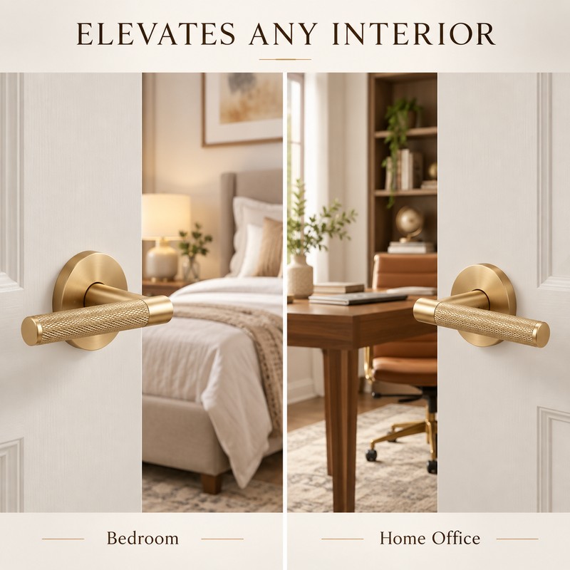 Privacy Door Lever for Bedroom & Bathroom – Reversible Keyless