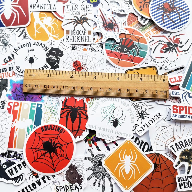 50Pcs Funny Spider Decals for Motorcycles Wolf Spider Web Stickers