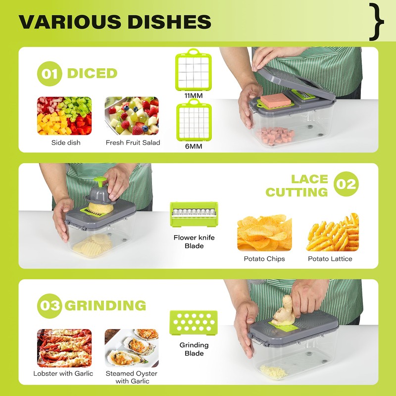 Miibox 22 in 1 Vegetable Cutter with Container Veggie Choppers