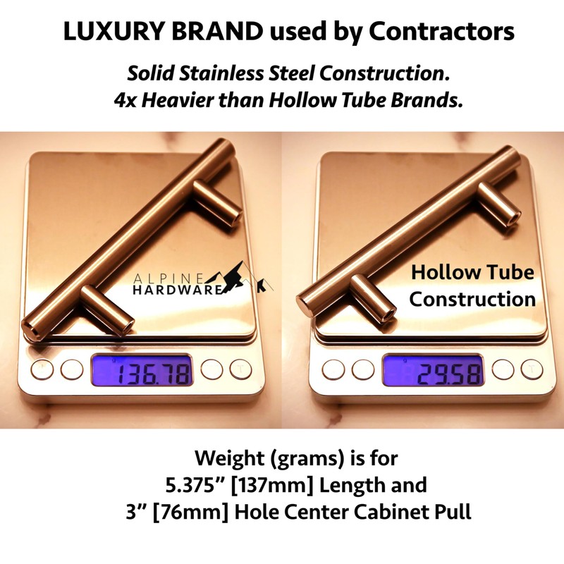 ALPINE HARDWARE Premium Solid Euro Style Bar Handle Pull-10Pack-3.75 inch