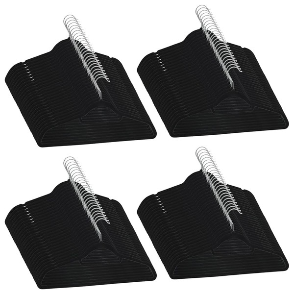 Gecheer 100 pcs Clothes Hanger Set Anti-Slip Black Velvet