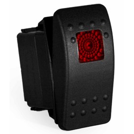 Contura II Carling Rocker Switch - Illuminated Red - V1D1, SPST, 3 terminals, Sealed, Waterproof, dusproof (Red)