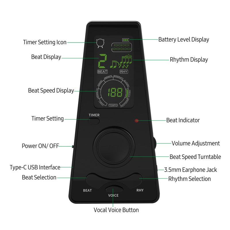 Electronic Digital Metronome with Timer Universal Electronic Metronome with Volume