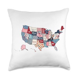 Christian America Patchwork God Says USA Bible Verse Quilt Throw Pillow