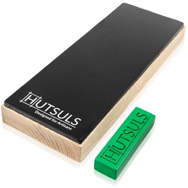 Hutsuls Leather Strop Block with Compound - Get Razor-Sharp Edges with Non-Slip Leather Stropping Block & Step-by-Step Guide Included