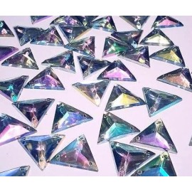 Unbranded CraftbuddyUS 100pcs 16mm Sew On AB Clear Triangle Shape Acrylic Rhinestone Gems