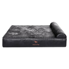 NOAH & PAW XL Dog Bed, 45x35x11 Inch, Orthopedic Large Dog Beds, Eggshell Memory Foam Infused with Cooling Gel, Waterproof, Machine Washable, Includes Inner Cover (Vegan Leather)