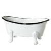 Black and White Bathtub Metal 5.5 x 2.75 Decorative Counterop